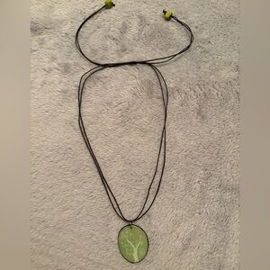 Beautiful etched necklace green tree adjustable